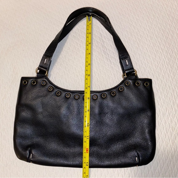 DANIER LEATHER 3in1 Curved Moon Handbag / Clutch - Brass Eyelet Grommets Studs - Picture 5 of 10